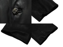 画像をギャラリービューアに読み込む, CHROME HEARTS クロムハーツ 4クロスボールボタン レザーコート レディース ブラック サイズS 美品 中古 4b002359