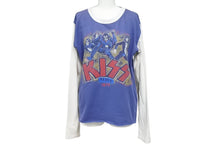 Load image into Gallery viewer, TRUNK SHOW トランクショー KISS 長袖Ｔシャツ ブルー ホワイト バンTシャツ リバイバルプリント シーム コットン 美品 中古 4b002360