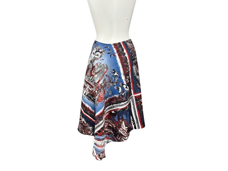Jean Paul Gaultier ジャンポール・ゴルチェ 変形スカート JPT037 ブルー ホワイト レッド ポリエステル 36 美品 中古 4b002361