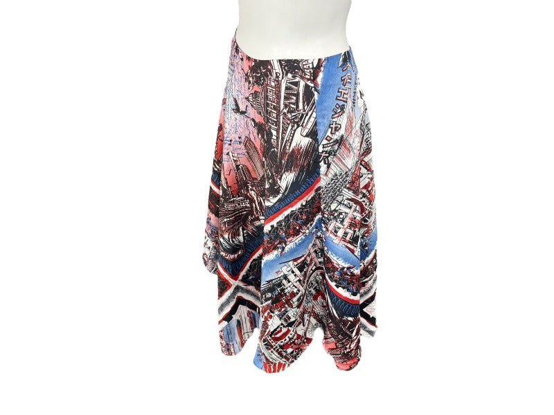 Jean Paul Gaultier ジャンポール・ゴルチェ 変形スカート JPT037 ブルー ホワイト レッド ポリエステル 36 美品 中古 4b002361