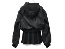 画像をギャラリービューアに読み込む, Jean Paul GAULTIER ジャンポール ゴルチェ フードジャケット ブルゾン サイズ9 ブラック ロングリブ 合成ゴム 総柄 美品 中古 4b002365