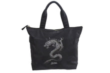 画像をギャラリービューアに読み込む, Jean Paul Gaultier ジャンポールゴルチェ ハンドバッグ ドラゴン タトゥー ブラック グレー ナイロン シルバー金具 龍 良品 中古 4b002366