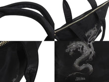 画像をギャラリービューアに読み込む, Jean Paul Gaultier ジャンポールゴルチェ ハンドバッグ ドラゴン タトゥー ブラック グレー ナイロン シルバー金具 龍 良品 中古 4b002366