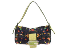 画像をギャラリービューアに読み込む, FENDI フェンディ ビーズ刺繍 マンマバケット ワンショルダーバッグ 26424 ブラック マルチカラー グリーン シルバー金具 ロゴ 美品 中古 4b002378