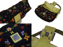 画像をギャラリービューアに読み込む, FENDI フェンディ ビーズ刺繍 マンマバケット ワンショルダーバッグ 26424 ブラック マルチカラー グリーン シルバー金具 ロゴ 美品 中古 4b002378