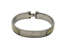 Load image into Gallery viewer, HERMES エルメス クリッククラック H ブレスレット バングル D刻印 メタル アイボリー シルバー 美品 中古 4b002382