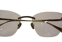 Load image into Gallery viewer, CHANEL シャネル キャッツアイ シェイプ ブルーライトカット アイウェア リムレス メガネ チタン ブラウン ゴールド 美品 中古 4b002383