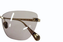 Load image into Gallery viewer, CHANEL シャネル キャッツアイ シェイプ ブルーライトカット アイウェア リムレス メガネ チタン ブラウン ゴールド 美品 中古 4b002383