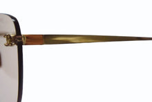 Load image into Gallery viewer, CHANEL シャネル キャッツアイ シェイプ ブルーライトカット アイウェア リムレス メガネ チタン ブラウン ゴールド 美品 中古 4b002383