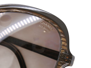 CHANEL シャネル オーバル サングラス ブラウン ラメ ココマーク プラスチック アイウェア 小物 ロゴ カラーレンズ 56☐19 5320 美品 中古 4b002388