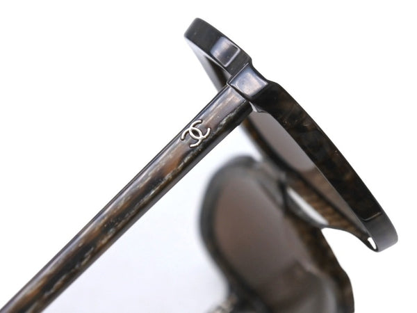 CHANEL シャネル オーバル サングラス ブラウン ラメ ココマーク プラスチック アイウェア 小物 ロゴ カラーレンズ 56☐19 5320 美品 中古 4b002388