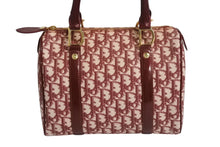 画像をギャラリービューアに読み込む, CHRISTIAN DIOR クリスチャンディオール ハンドバッグ スピーディ 25cm ボストン トロッター キャンバス ジャガード レッド 中古 4b002407