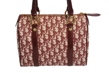 画像をギャラリービューアに読み込む, CHRISTIAN DIOR クリスチャンディオール ハンドバッグ スピーディ 25cm ボストン トロッター キャンバス ジャガード レッド 中古 4b002407