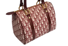 画像をギャラリービューアに読み込む, CHRISTIAN DIOR クリスチャンディオール ハンドバッグ スピーディ 25cm ボストン トロッター キャンバス ジャガード レッド 中古 4b002407