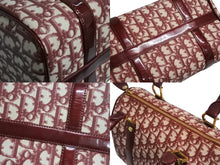 画像をギャラリービューアに読み込む, CHRISTIAN DIOR クリスチャンディオール ハンドバッグ スピーディ 25cm ボストン トロッター キャンバス ジャガード レッド 中古 4b002407
