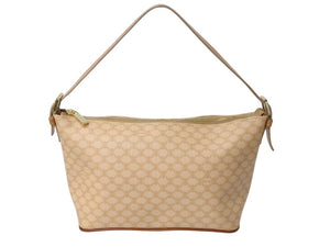 CELINE Handbag Macadam Logo Vintage Beige Logo PVC Leather Bag Gold Hardware Good Condition Used 4b002412