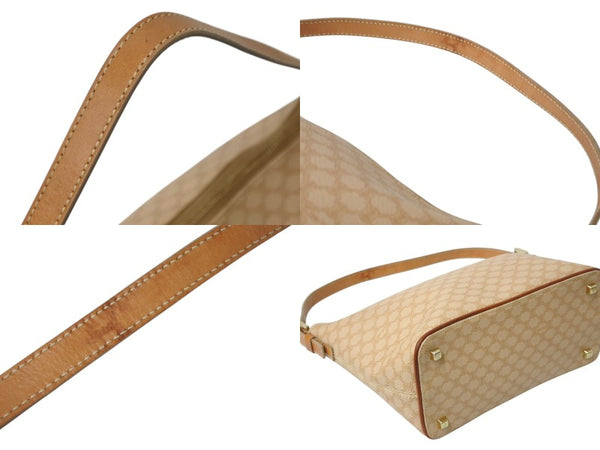 CELINE Handbag Macadam Logo Vintage Beige Logo PVC Leather Bag Gold Hardware Good Condition Used 4b002412