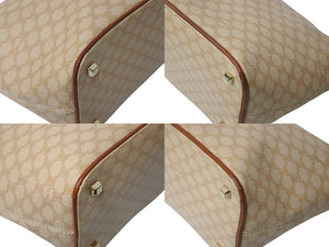 CELINE Handbag Macadam Logo Vintage Beige Logo PVC Leather Bag Gold Hardware Good Condition Used 4b002412