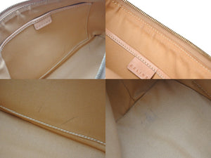 CELINE Handbag Macadam Logo Vintage Beige Logo PVC Leather Bag Gold Hardware Good Condition Used 4b002412