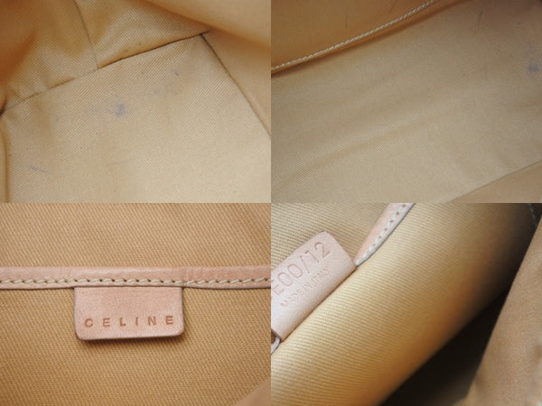CELINE Handbag Macadam Logo Vintage Beige Logo PVC Leather Bag Gold Hardware Good Condition Used 4b002412
