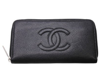 Load image into Gallery viewer, CHANEL シャネル ココマーク ラウンドファスナー 長財布 財布 A50071 18番台 キャビアスキン ブラック 良品 中古 4b002416