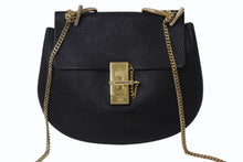 画像をギャラリービューアに読み込む, Chloe クロエ DREW ドリュー チェーンショルダーバッグ 02165665 レザー ブラック ゴールド金具 美品 中古 4b002422