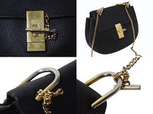 画像をギャラリービューアに読み込む, Chloe クロエ DREW ドリュー チェーンショルダーバッグ 02165665 レザー ブラック ゴールド金具 美品 中古 4b002422