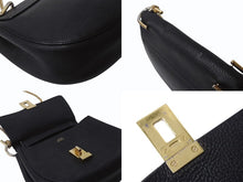 画像をギャラリービューアに読み込む, Chloe クロエ DREW ドリュー チェーンショルダーバッグ 02165665 レザー ブラック ゴールド金具 美品 中古 4b002422