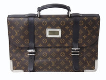 画像をギャラリービューアに読み込む, LOUIS VUITTON ルイヴィトン ラリー ビジネスバッグ ブリーフケース M92292 モノグラム マカサー ブラウン シルバー金具 美品 中古 4b002423