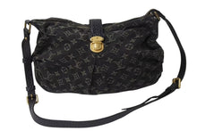 画像をギャラリービューアに読み込む, LOUIS VUITTON ルイヴィトン ショルダーバッグ スライトリー モノグラム デニム M95835 ブラック ゴールド金具 美品 中古 4b002425