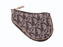 画像をギャラリービューアに読み込む, CHRISTIAN DIOR クリスチャンディオール コインケース トロッター柄 サドル キャンバス レザー ブラウン ゴールド金具 美品 中古 4b002430