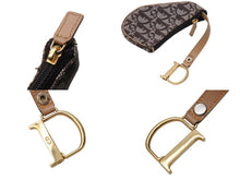 画像をギャラリービューアに読み込む, CHRISTIAN DIOR クリスチャンディオール コインケース トロッター柄 サドル キャンバス レザー ブラウン ゴールド金具 美品 中古 4b002430
