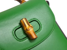 画像をギャラリービューアに読み込む, 新品未使用 GUCCI グッチ 3WAYショルダーバッグ バックパック ハンドバッグ 702106 バンブー グリーン ゴールド金具 中古 4b002444