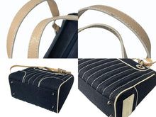 画像をギャラリービューアに読み込む, Christian Dior クリスチャンディオール ハンドバッグ MA-1011 デニム インディゴブルー プレート チャーム付き シルバー金具 美品 中古 4b002445