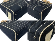 画像をギャラリービューアに読み込む, Christian Dior クリスチャンディオール ハンドバッグ MA-1011 デニム インディゴブルー プレート チャーム付き シルバー金具 美品 中古 4b002445