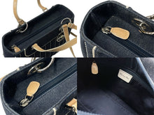 画像をギャラリービューアに読み込む, Christian Dior クリスチャンディオール ハンドバッグ MA-1011 デニム インディゴブルー プレート チャーム付き シルバー金具 美品 中古 4b002445