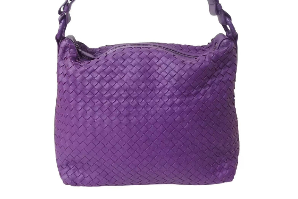 BOTTEGA VENETA ボッテガヴェネタ ハンドバッグ パープル 紫 B04568009H イントレチャート レザー 美品 中古 4b002446