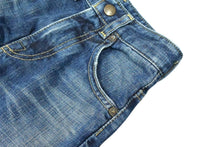 Load image into Gallery viewer, BAPE KIDS ベイプキッズ デニムストレートパンツ 100サイズ ロゴプリント ダークブルー ホワイト コットン 美品 中古 4b002461