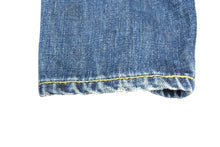 Load image into Gallery viewer, BAPE KIDS ベイプキッズ デニムストレートパンツ 100サイズ ロゴプリント ダークブルー ホワイト コットン 美品 中古 4b002461