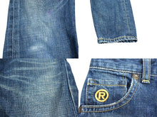 Load image into Gallery viewer, BAPE KIDS ベイプキッズ デニムストレートパンツ 100サイズ ロゴプリント ダークブルー ホワイト コットン 美品 中古 4b002461