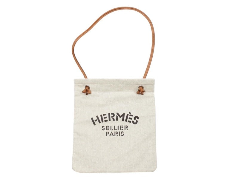 New and unused HERMES ALINE MM Shoulder bag H plume canvas Ivory Brown W stamped Used 4b002463