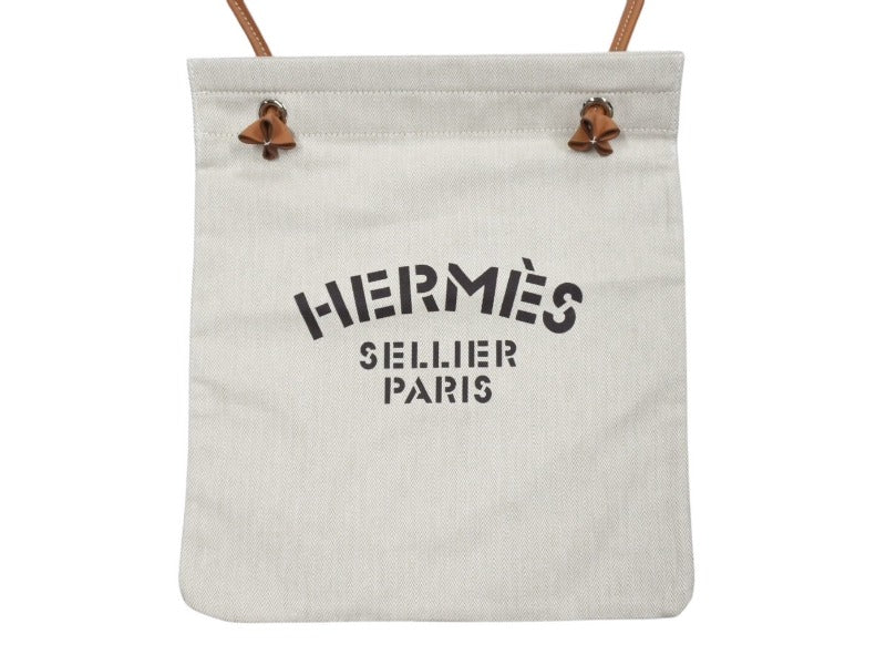New and unused HERMES ALINE MM Shoulder bag H plume canvas Ivory Brown W stamped Used 4b002463