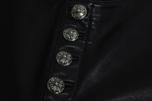 画像をギャラリービューアに読み込む, 極美品 CHROME HEARTS クロムハーツ BSフレア レザーパンツ クロスボール サイズ25R レザー シルバー925 中古 4b002464