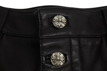 画像をギャラリービューアに読み込む, 新品同様 CHROME HEARTS クロムハーツ ラムスキン レザーパンツ クロスボール サイズ26 レザー シルバー925 中古 4b002465