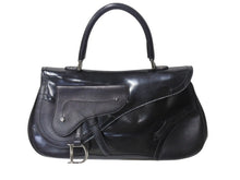 Load image into Gallery viewer, Christian Dior クリスチャンディオール サドル ハンドバッグ 00-MA-0033 カーフレザー ブラック ガリアーノ期 シルバー金具 美品 中古 4b002477