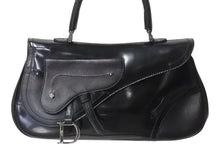 Load image into Gallery viewer, Christian Dior クリスチャンディオール サドル ハンドバッグ 00-MA-0033 カーフレザー ブラック ガリアーノ期 シルバー金具 美品 中古 4b002477