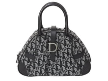 画像をギャラリービューアに読み込む, 新品同様 Christian Dior クリスチャンディオール ダブルサドル ハンドバッグ PZ 1012 トロッター柄 ブラック ガリアーノ期 中古 4b002478