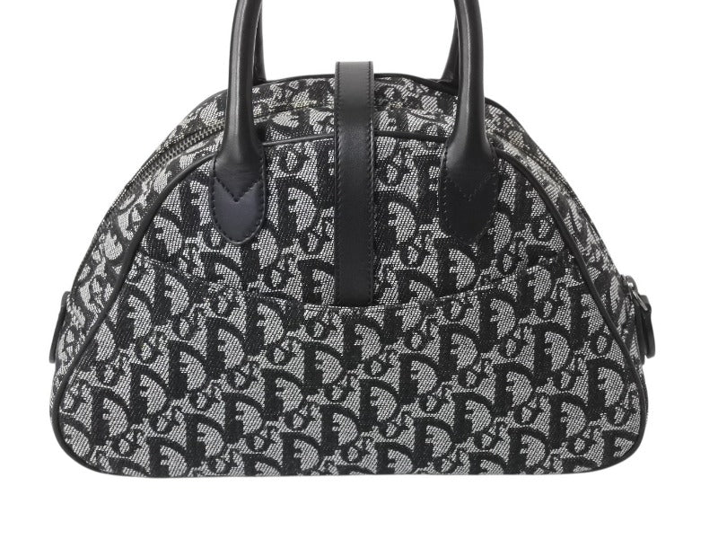 新品同様 Christian Dior クリスチャンディオール ダブルサドル ハンドバッグ PZ 1012 トロッター柄 ブラック ガリアーノ期 中古 4b002478