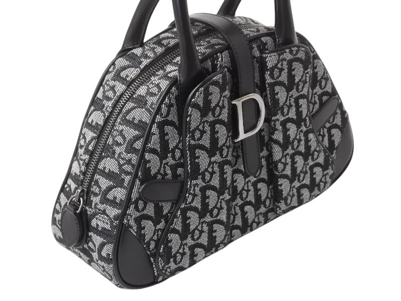 新品同様 Christian Dior クリスチャンディオール ダブルサドル ハンドバッグ PZ 1012 トロッター柄 ブラック ガリアーノ期 中古 4b002478