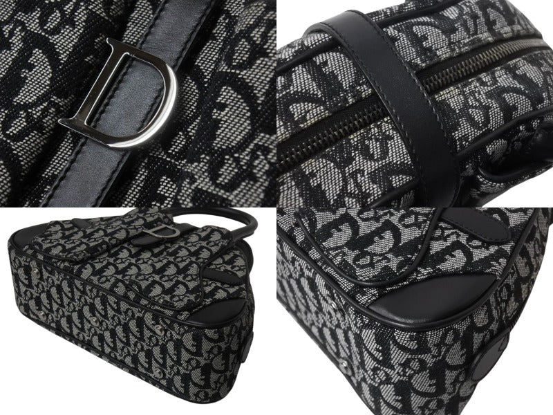 新品同様 Christian Dior クリスチャンディオール ダブルサドル ハンドバッグ PZ 1012 トロッター柄 ブラック ガリアーノ期 中古 4b002478
